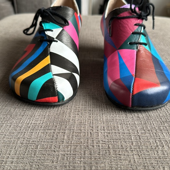 Handmade Colorful leather Lace-up Oxfords, size 39 - Picture 2 of 12